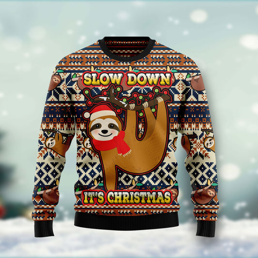 Sloth Slow Down Its Christmas HT102913 Ugly Christmas Sweater