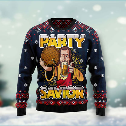 Jesus Party Savior HT041104 Ugly Christmas Sweater