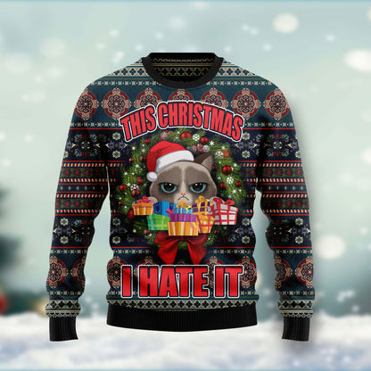 Grumpy Cat This Christmas I Hate It HT031105 Ugly Christmas Sweater