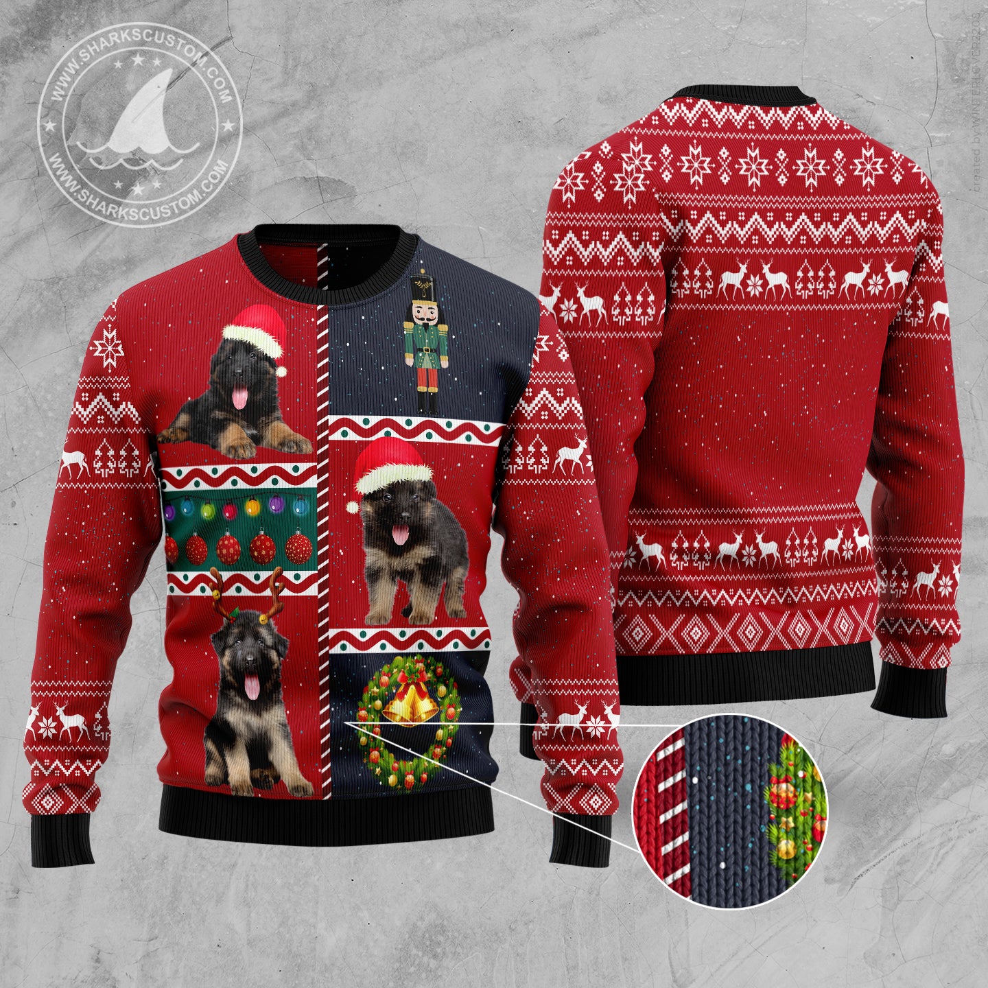 German Shepherd Vintage D2610 Ugly Christmas Sweater