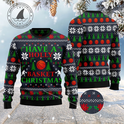 Holly Basket Basketball Christmas HZ102616 Ugly Christmas Sweater
