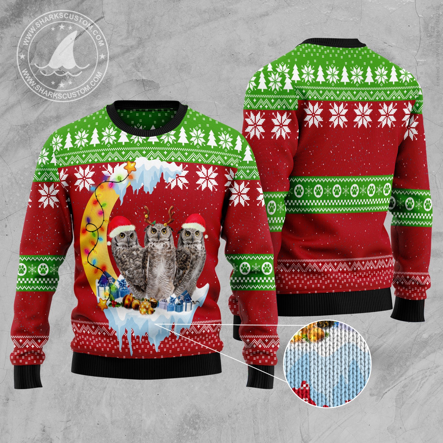 Owl Love Moon Xmas D2610 Ugly Christmas Sweater