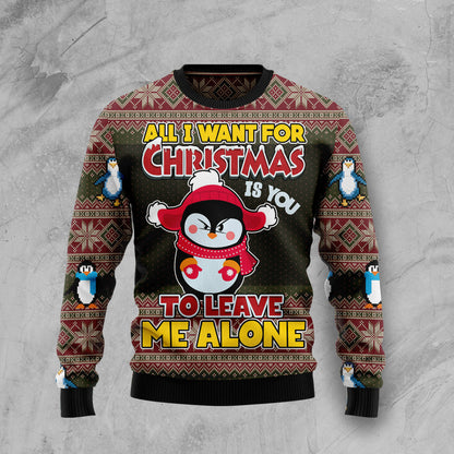 Penguin All I Want For Christmas Is You To Leave Me Alone HT100809 Ugly Christmas Sweater