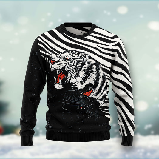 Tachi Tiger HT271108 unisex womens & mens, couples matching, friends, funny family ugly christmas holiday sweater gifts (plus size available)