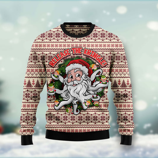 Funny Santa Claus Release the Kringle HT102206 Ugly Christmas Sweater