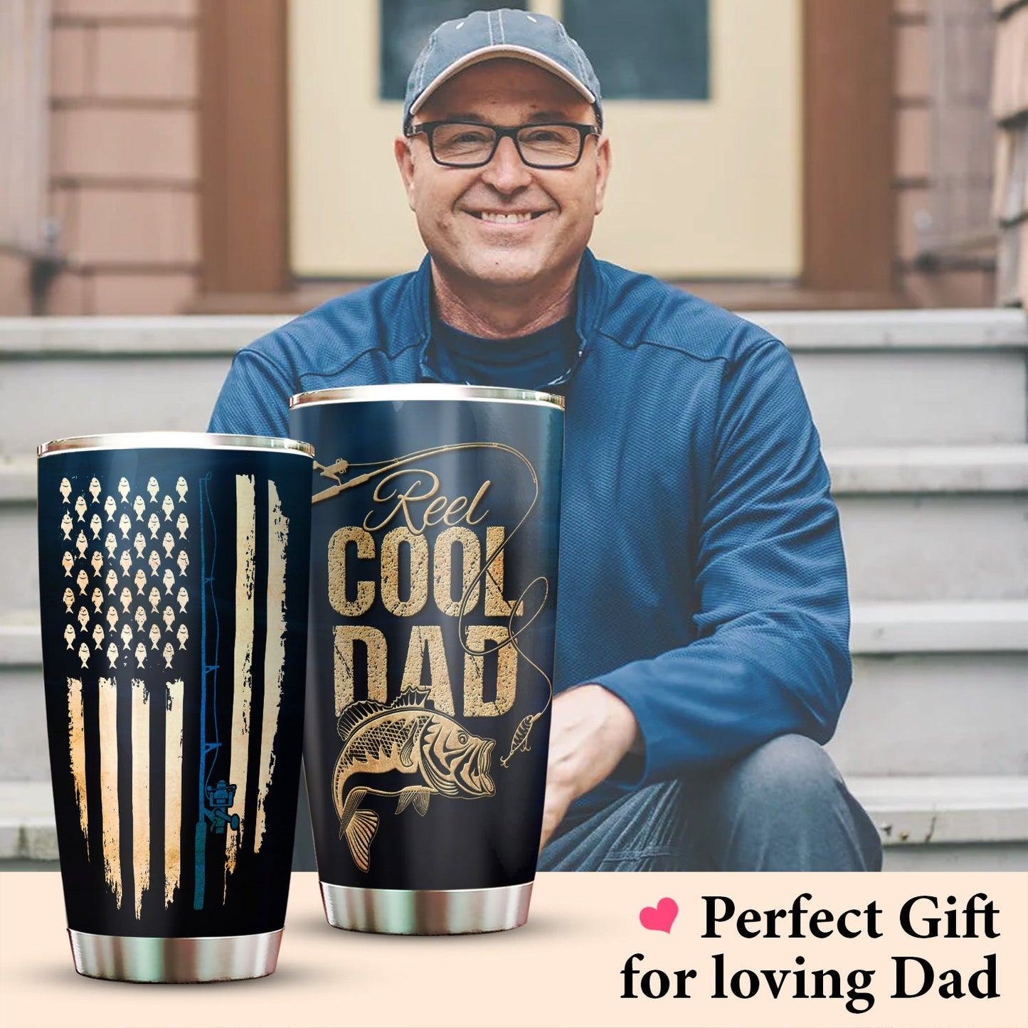 Happy Fathers Day Fishing Reel Cool Dad 20Oz Tumbler