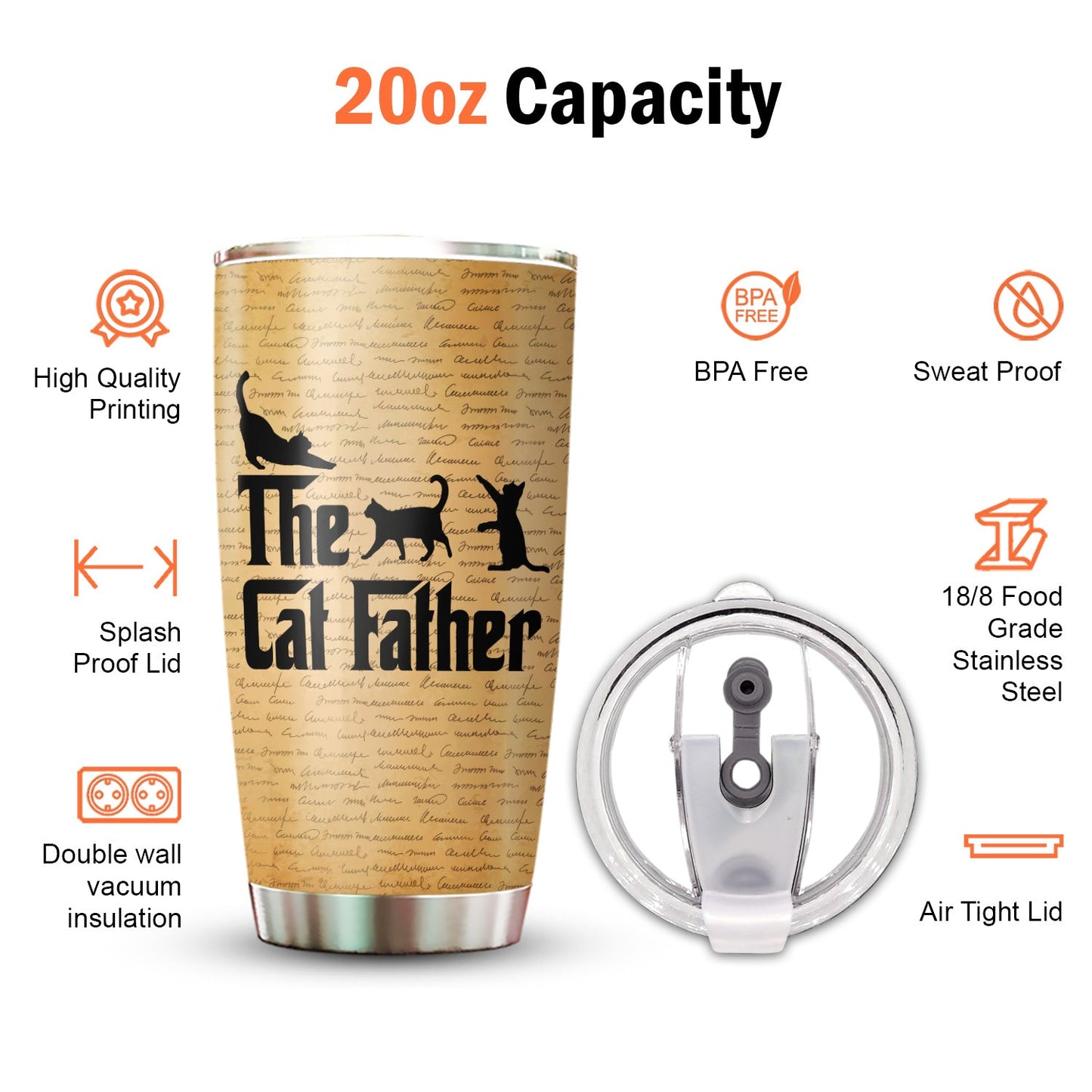 The Cat Father Cat Dad Fathers Day Vintage 20Oz Tumbler