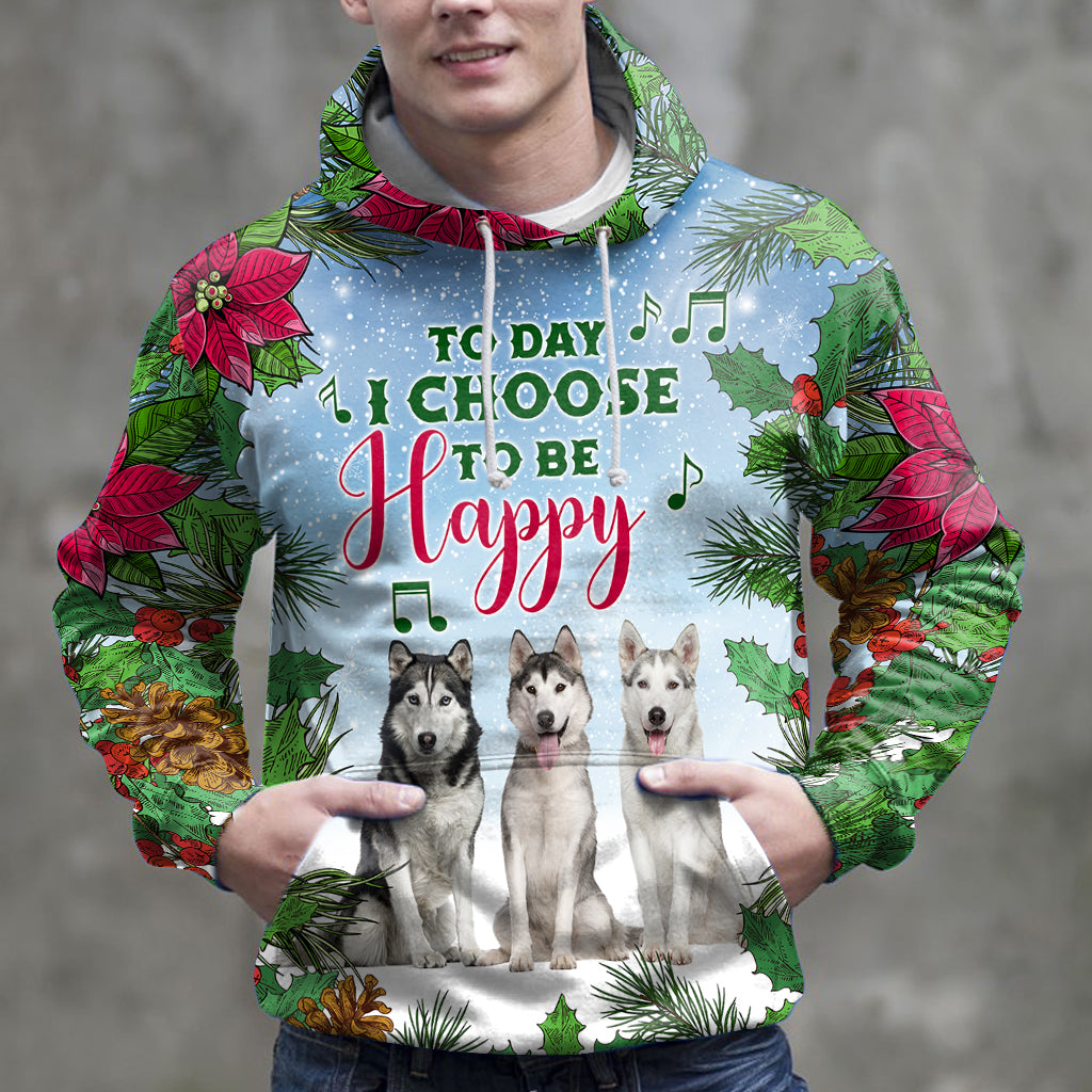 Siberian Husky Today I Choose To Be Happy HZ111305 - All Over Print Unisex Hoodie