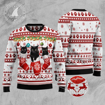 Black Cat Gloves D2610 Ugly Christmas Sweater