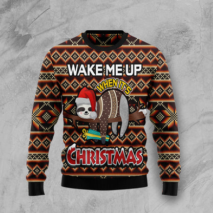 Sloth Wake Me Up When It's Christmas HT100710 Ugly Christmas Sweater
