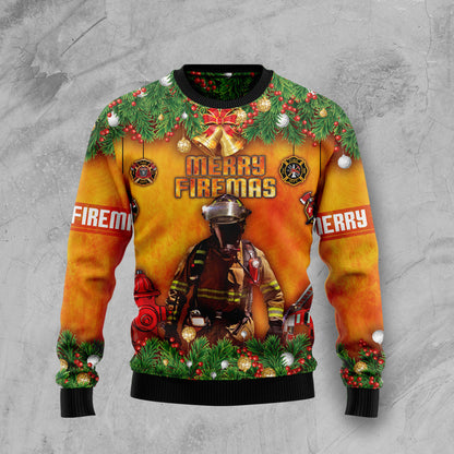 Firefighter HT271102 unisex womens & mens, couples matching, friends, funny family ugly christmas holiday sweater gifts (plus size available)