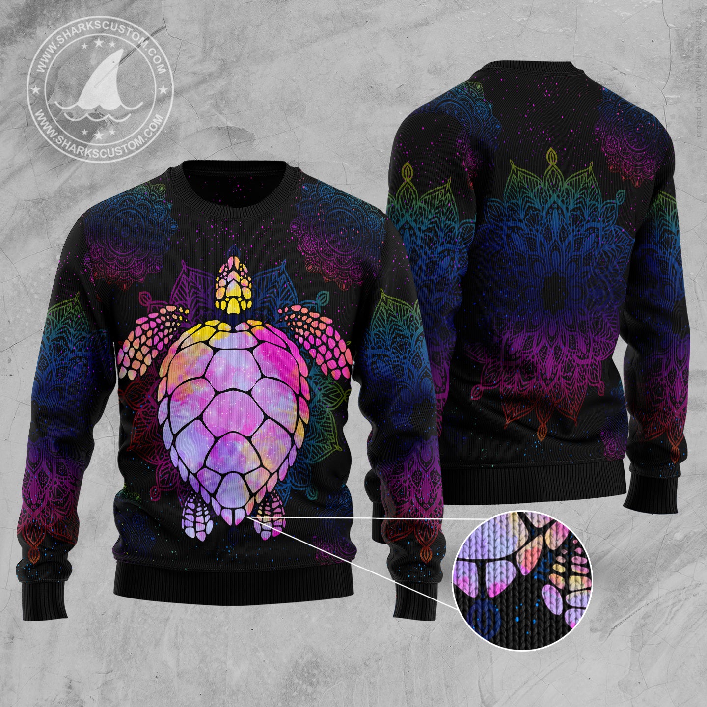 Turtle Purple Mandala D2610 Ugly Christmas Sweater