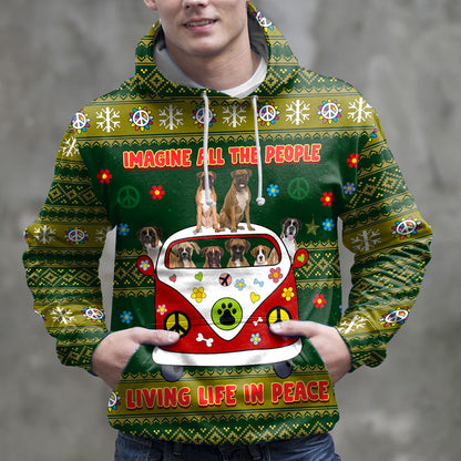 Imagine All The People Living Life In Peace Boxer HZ112309 - All Over Print Unisex Hoodie