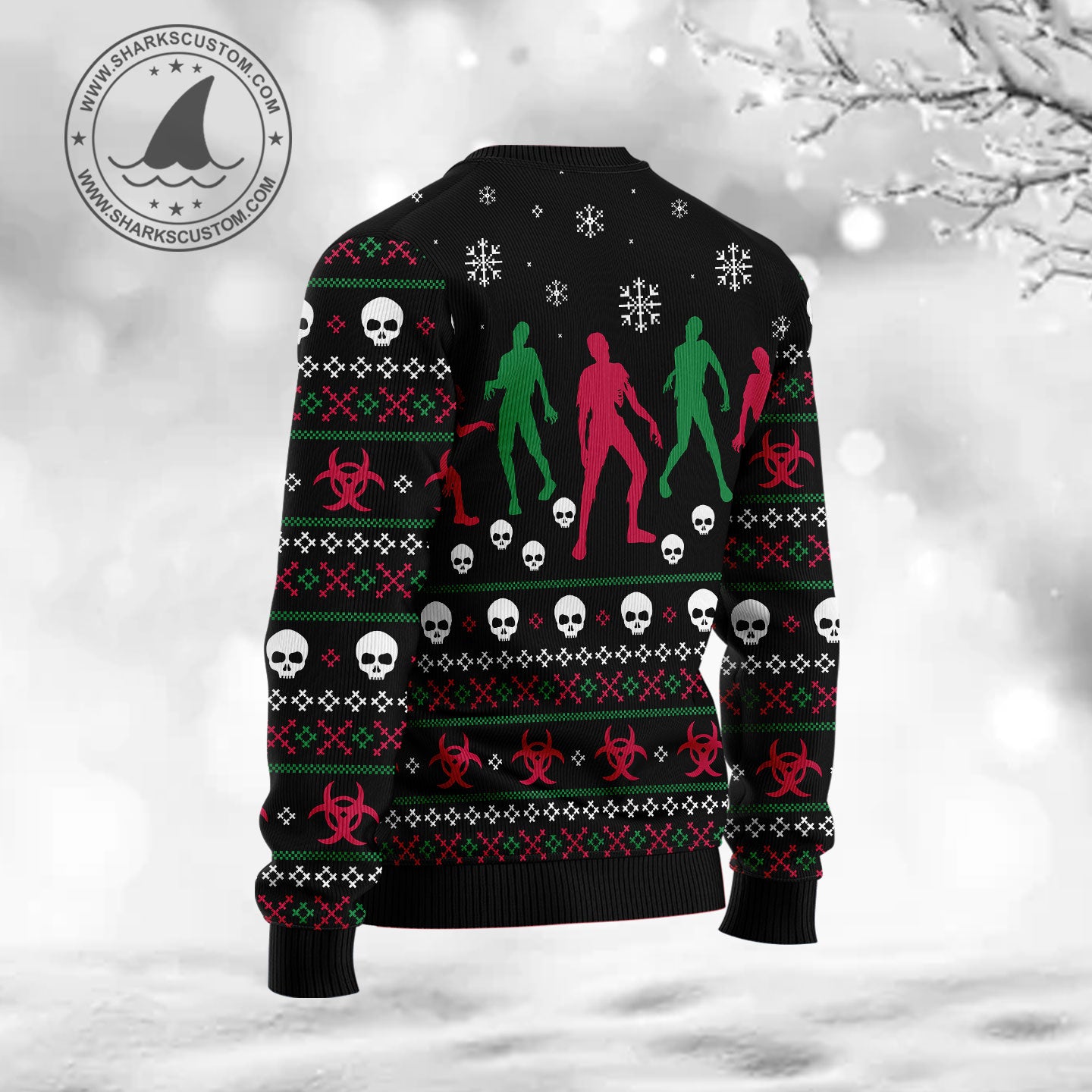 Zoombie Season Eatings HZ120901 unisex womens & mens, couples matching, friends, funny family ugly christmas holiday sweater gifts (plus size available)