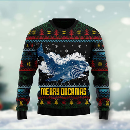 Merry Christmas Orcas Killer Whale HT081204 Ugly Christmas Sweater unisex womens & mens, couples matching, friends, funny family ugly christmas holiday sweater gifts (plus size available)