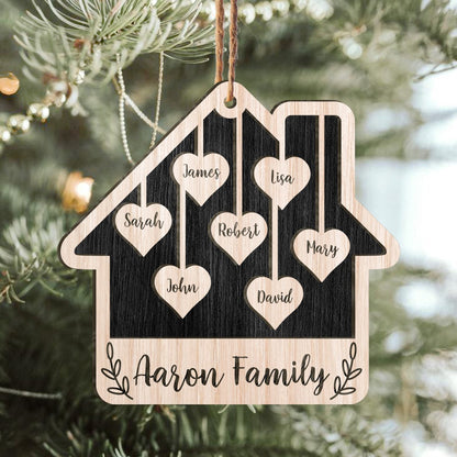 Heart House Custom Family Member Names Personalizedwitch Personalized Layered Wood Christmas Ornament