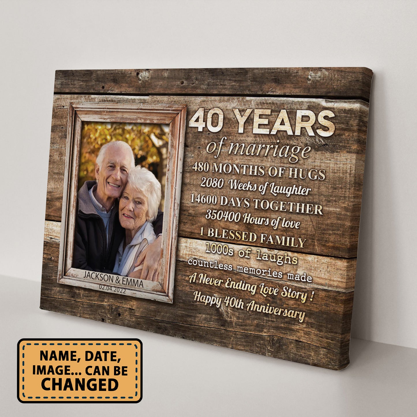 40 Years Of Marriage Custom Image Anniversary Canvas Valentine Gifts