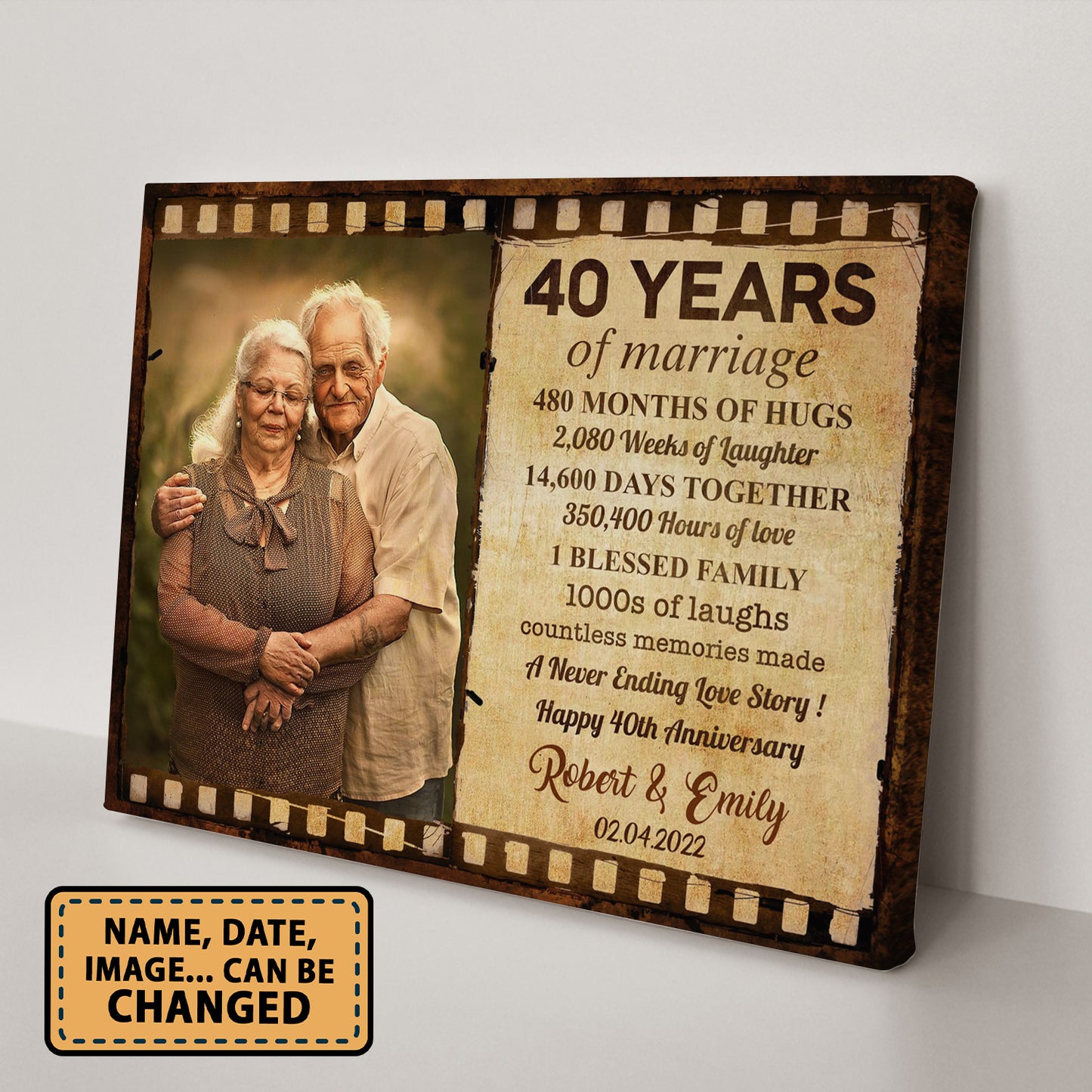 Happy 40th Anniversary 40 Years Of Marriage Film Anniversary Canvas