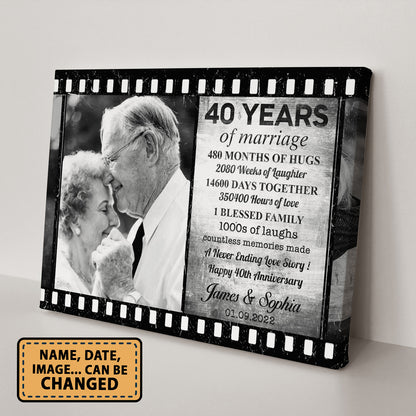 40 Years Of Marriage Film Custom Image Anniversary Canvas Valentine Gifts