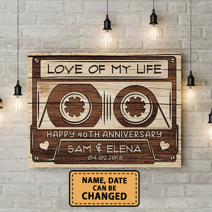 Happy 40th Anniversary Audio Cassette Anniversary Canvas Valentine Gifts