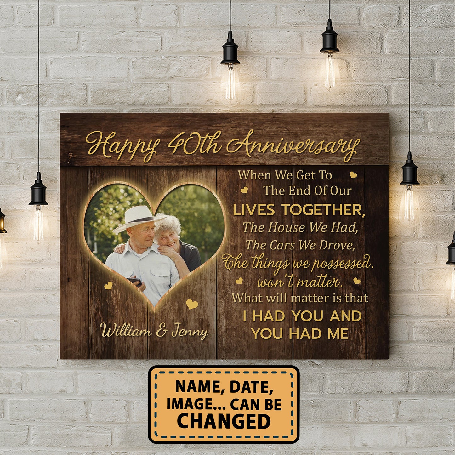 Happy 40th Anniversary When We Get To The End Custom Image Canvas