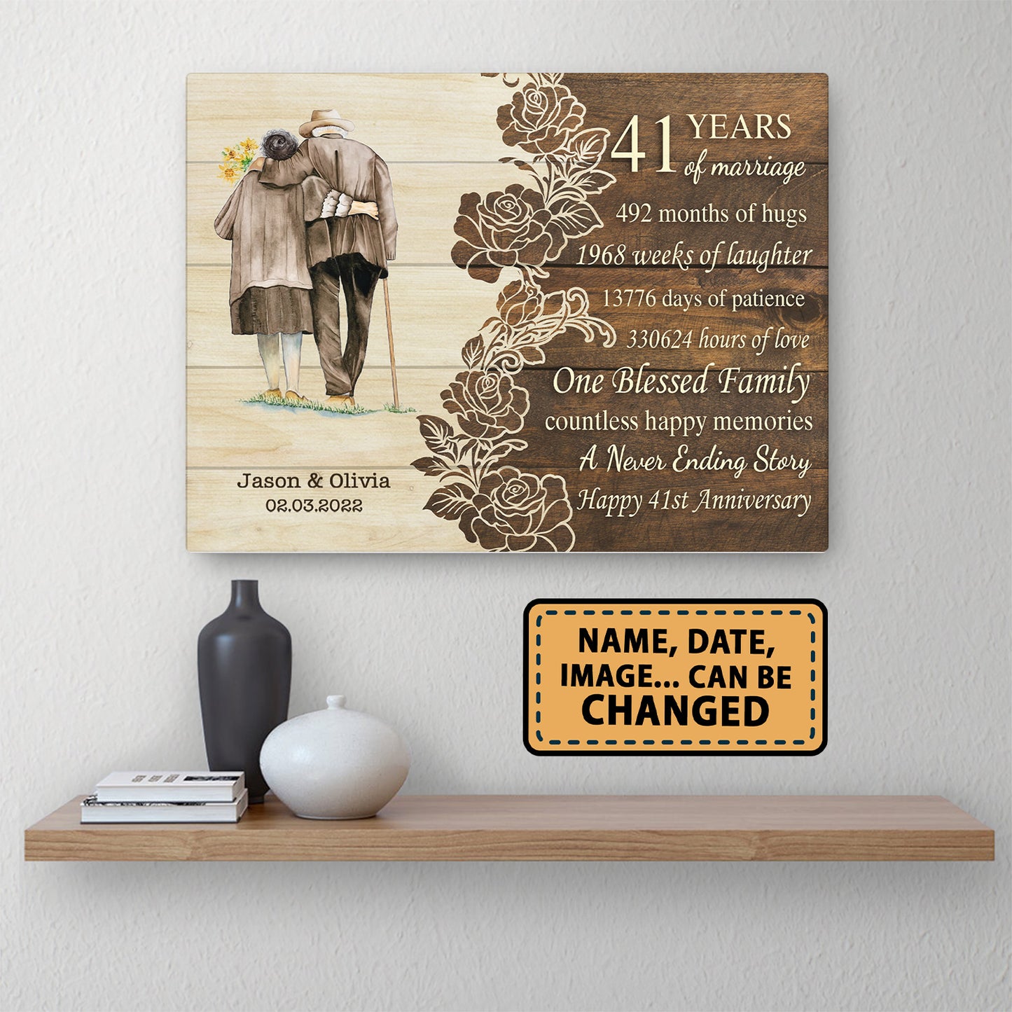 Happy 41st Anniversary 41 Years Of Marriage Personalizedwitch Canvas