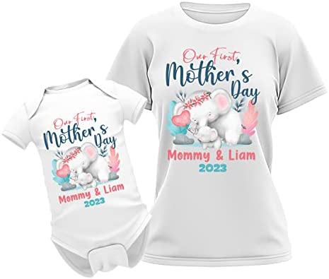 Our First Mother's Day Elephant Boho Matching Outfit