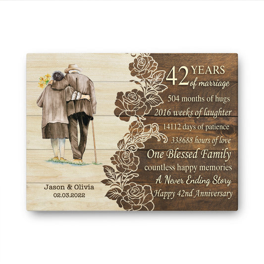 Happy 42nd Anniversary 42 Years Of Marriage Personalizedwitch Canvas