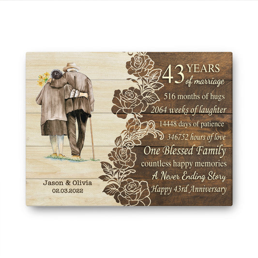 Happy 43rd Anniversary 43 Years Of Marriage Personalizedwitch Canvas
