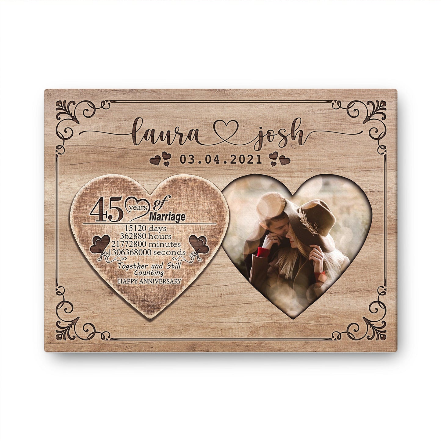 Happy 45th Anniversary First Year Of Marriage Anniversary Canvas