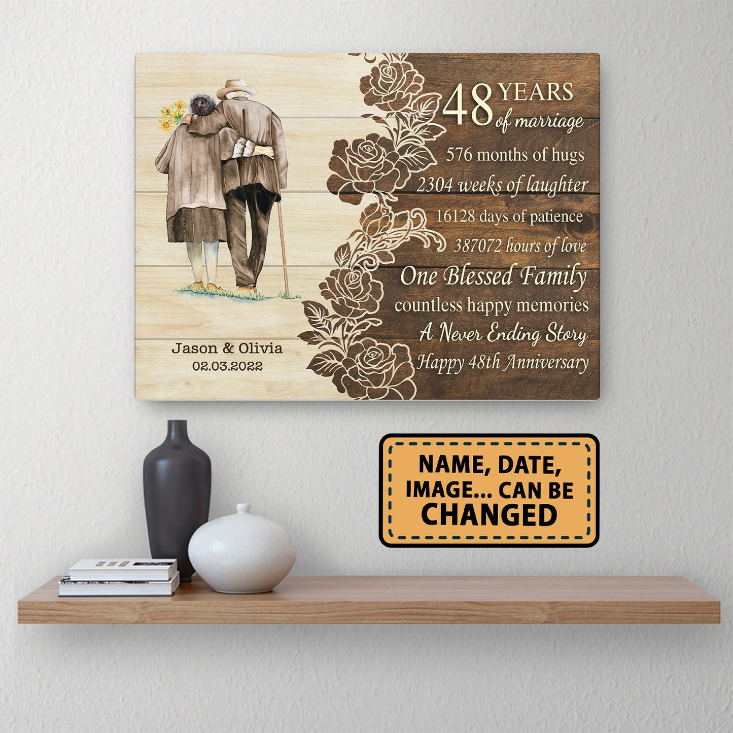 Happy 48th Anniversary 48 Years Of Marriage Personalizedwitch Canvas