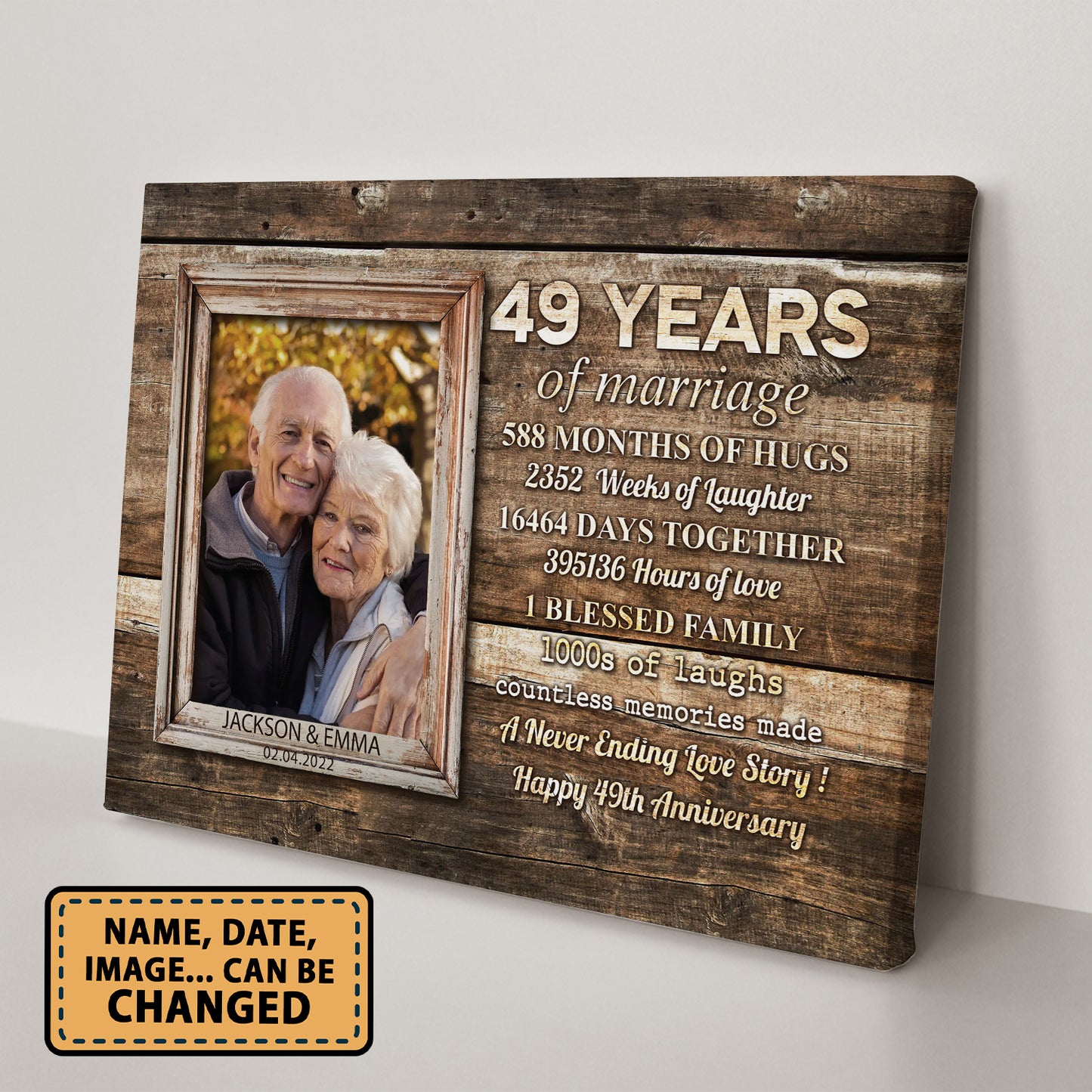 49 Years Of Marriage Custom Image Anniversary Canvas