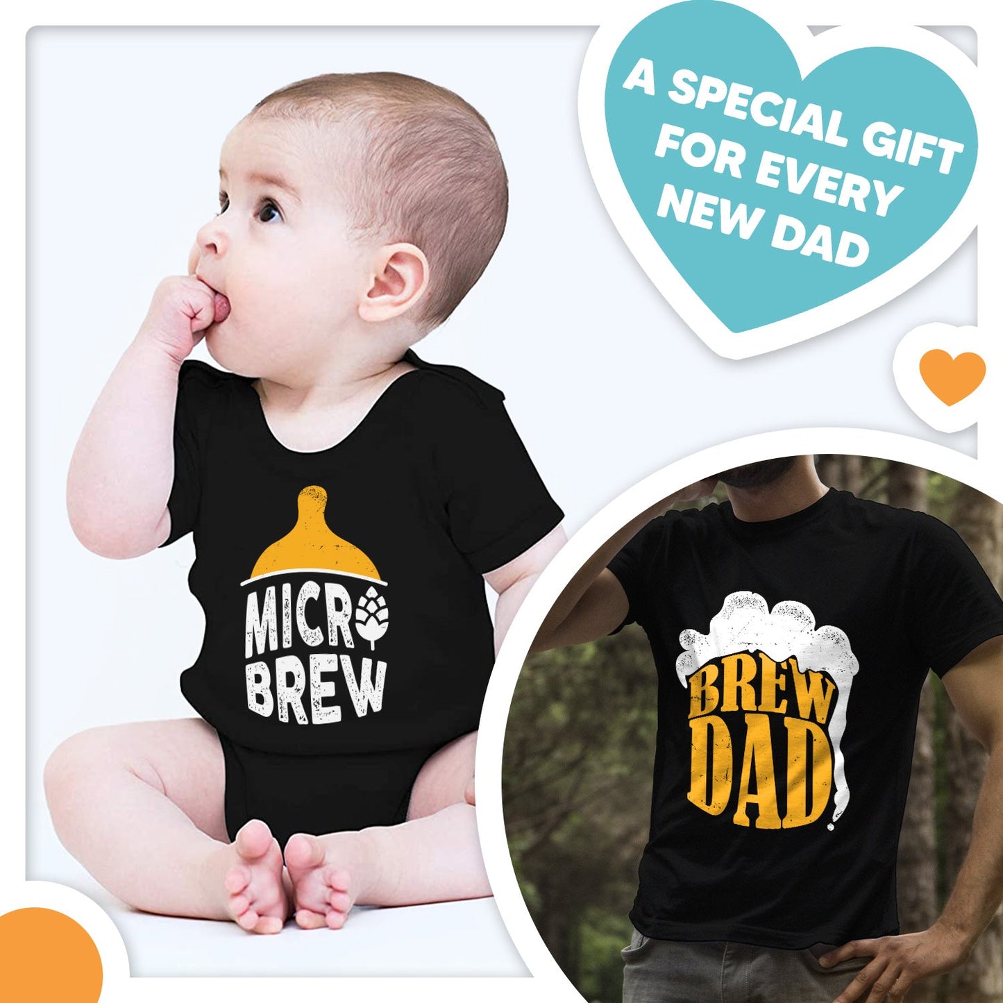 Happy First Fathers Day Beer Brew Dad Newborn Funny Matching Outfit