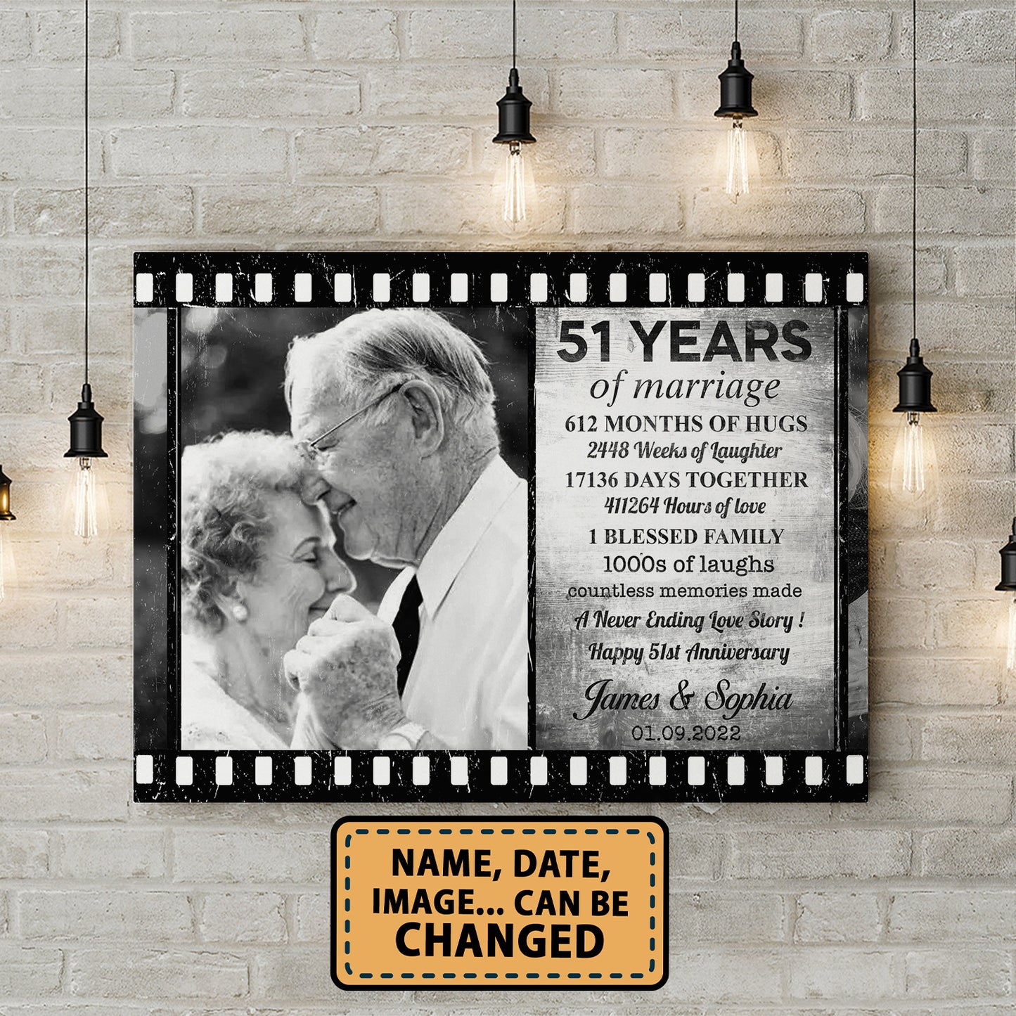 51 Years Of Marriage Film Custom Image Anniversary Canvas