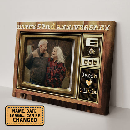 Happy 52nd Anniversary Old Television Custom Image Anniversary Canvas