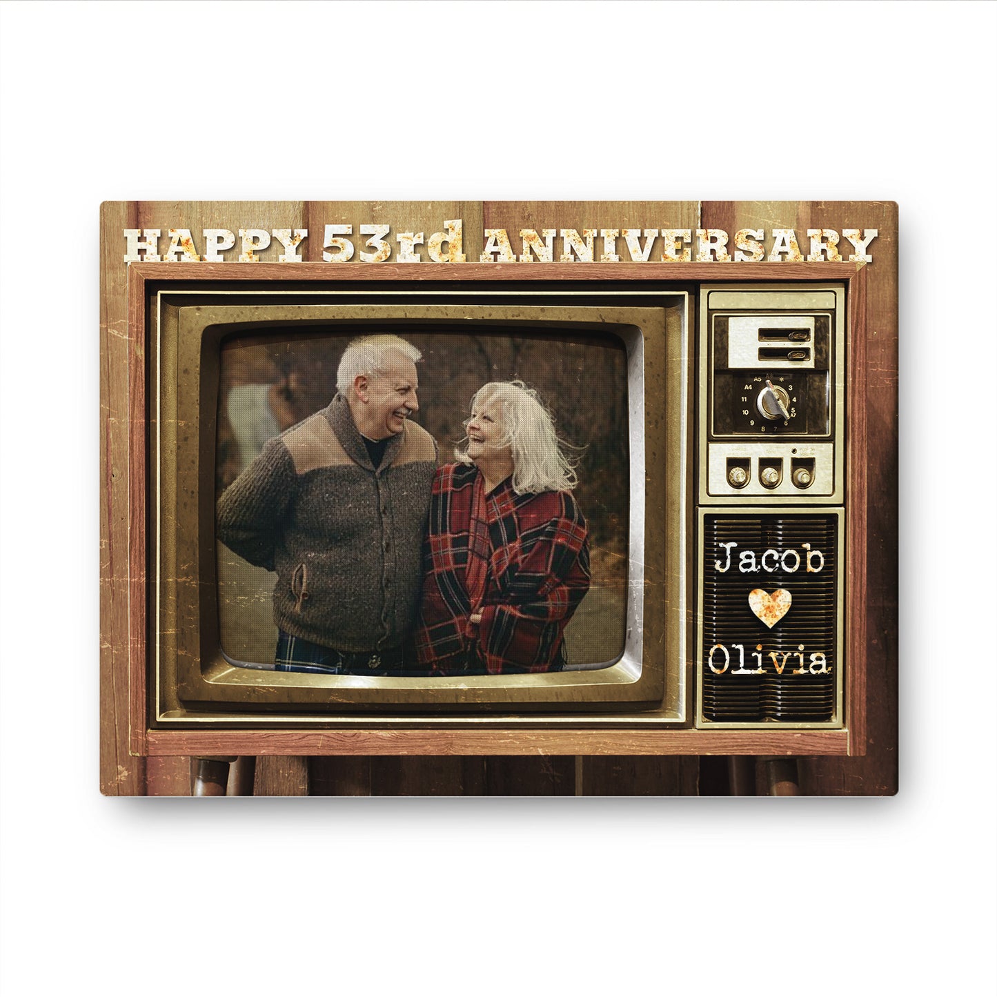 Happy 53rd Anniversary Old Television Custom Image Anniversary Canvas