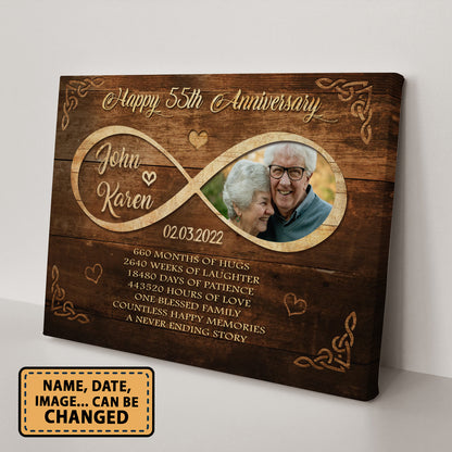Happy 55th Anniversary Old Television Anniversary Canvas Valentine Gifts