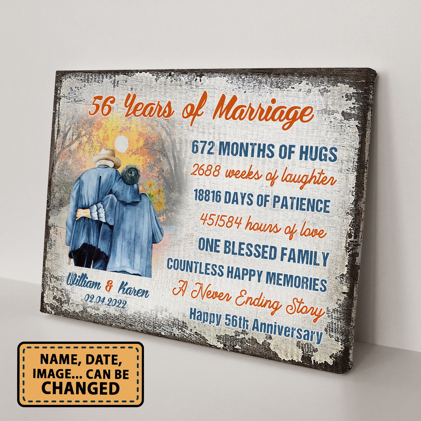 56 Years Of Marriage Happy 56th Anniversary Personalizedwitch Canvas