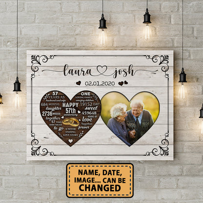 Happy 57th Anniversary As Husband And Wife Anniversary Canvas