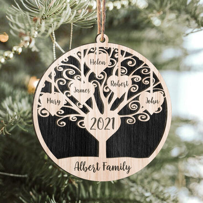 Family Tree Custom Member Names Personalizedwitch Personalized Layered Wood Christmas Ornament