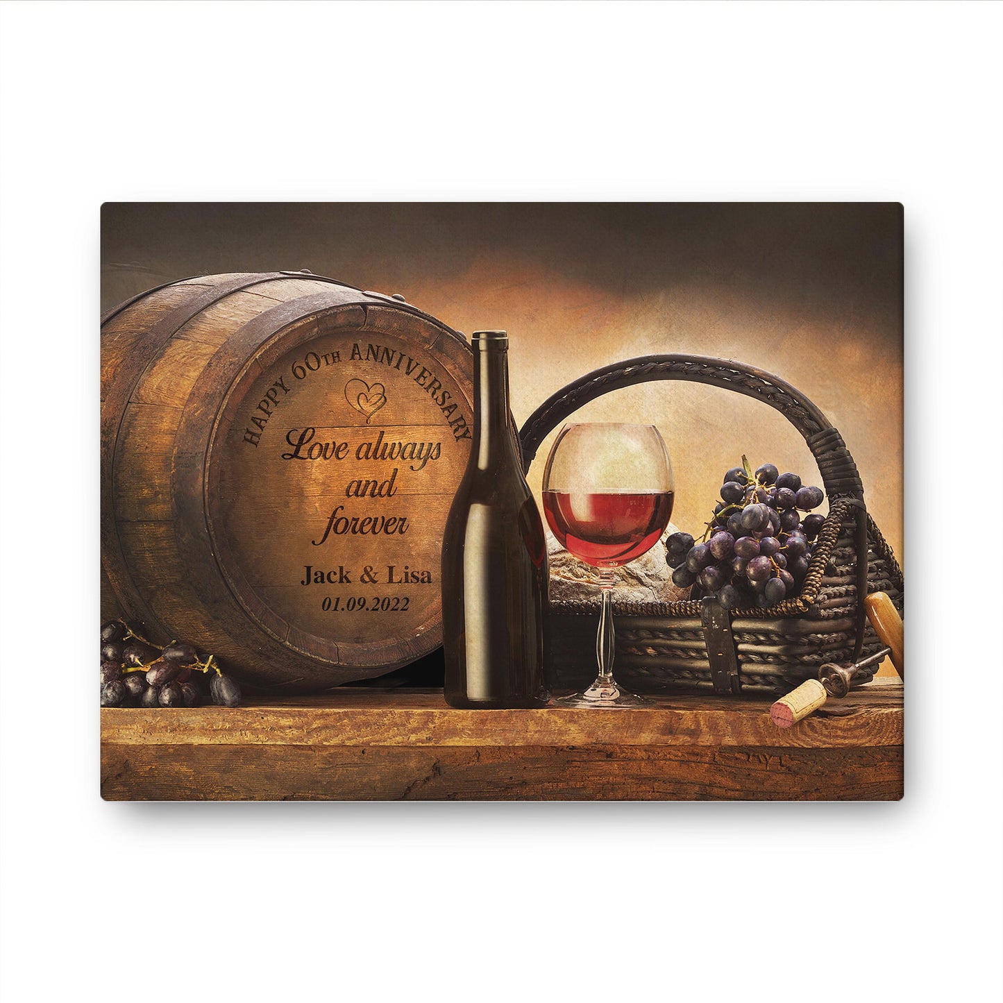 Happy 60th Anniversary Barrel Anniversary Canvas Valentine Gifts