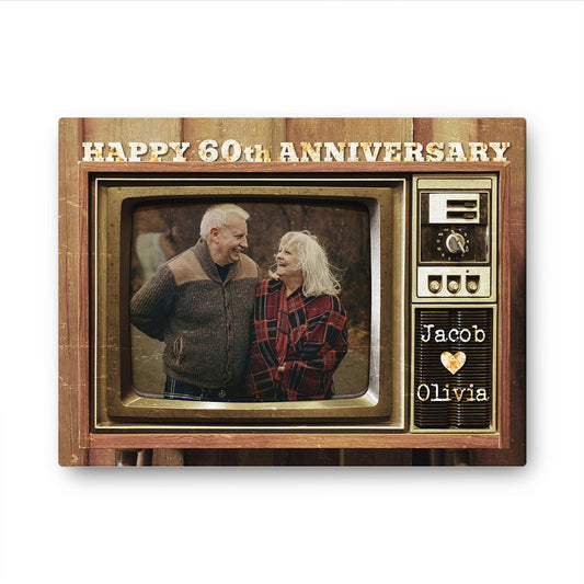 Happy 60th Anniversary Old Television Custom Image Canvas