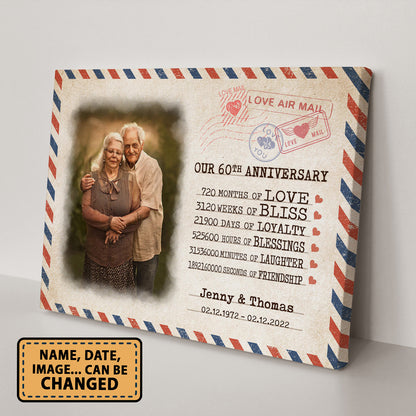 Our 60th Anniversary Letter Valentine Gift Personalized Canvas