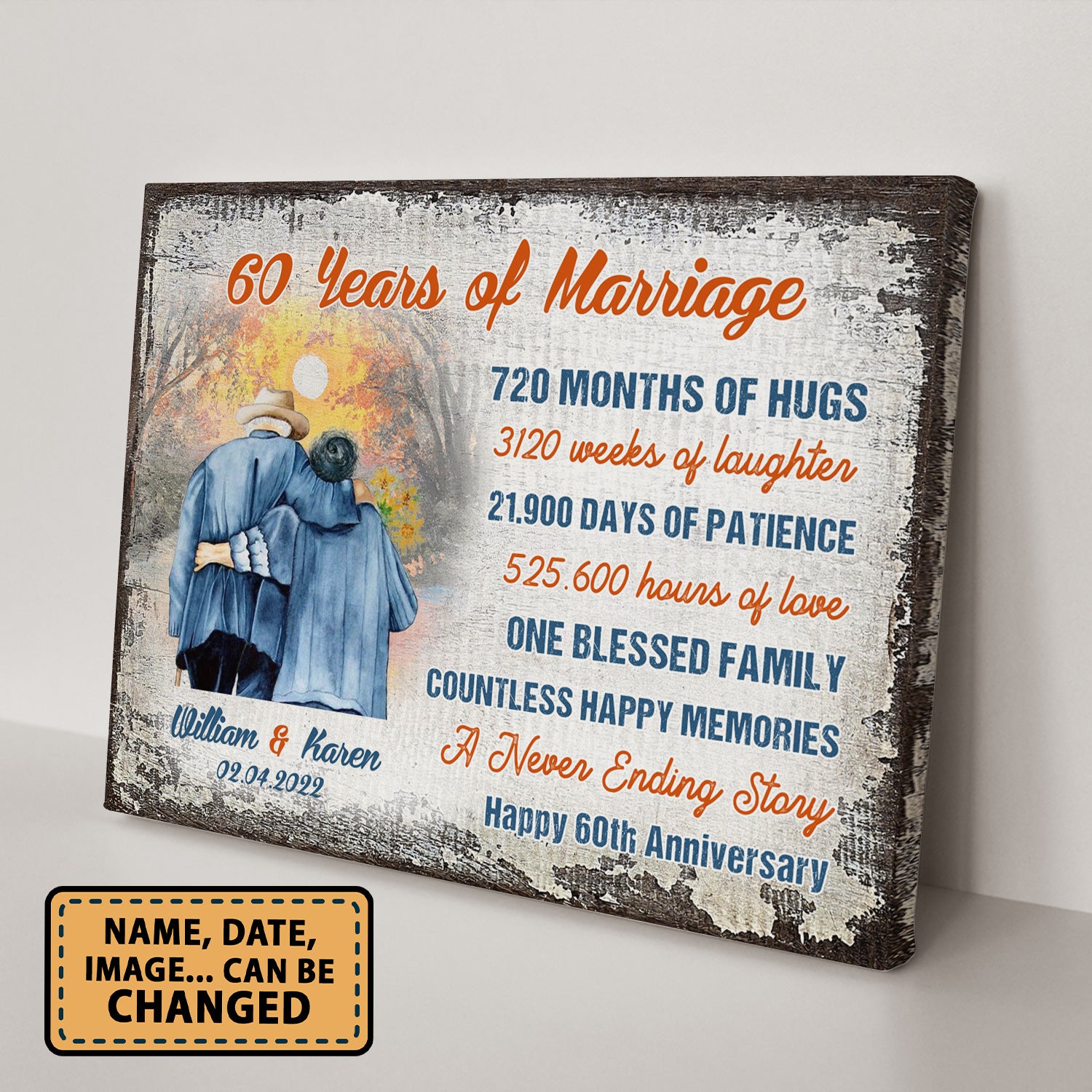 Happy 60th Anniversary 60 Years Of Marriage Personalizedwitch Canvas