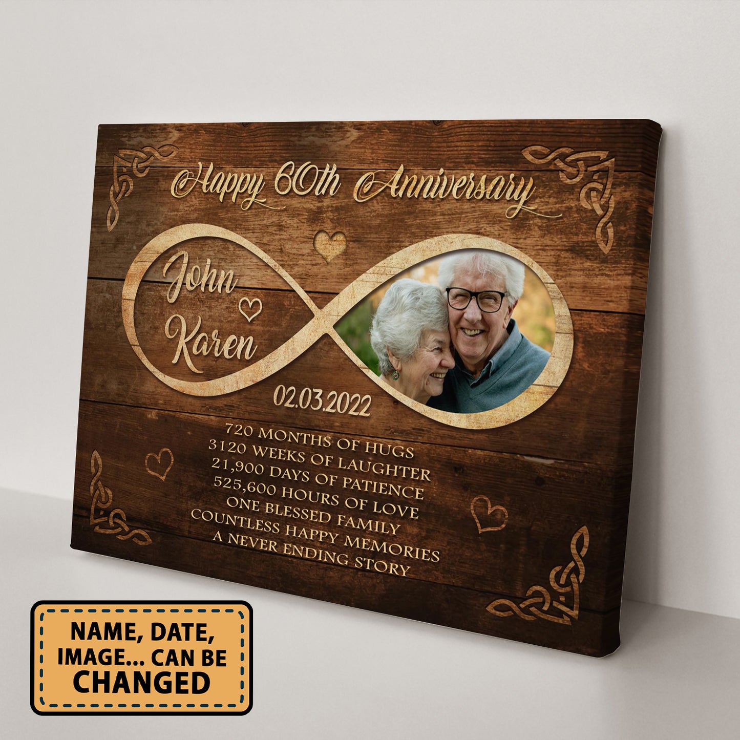 Happy 60th Anniversary Old Television Anniversary Canvas Valentine Gifts