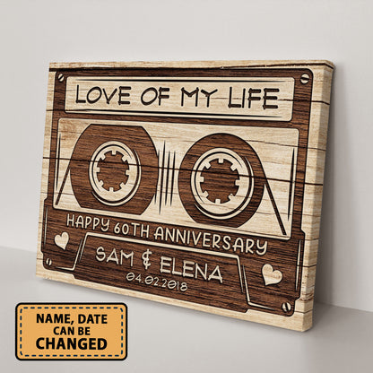 Happy 60th Anniversary Audio Cassette Anniversary Canvas Valentine Gifts