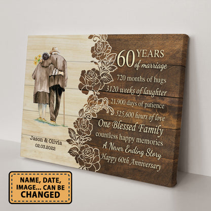 Happy 60th Anniversary 60 Years Of Marriage Personalizedwitch Canvas