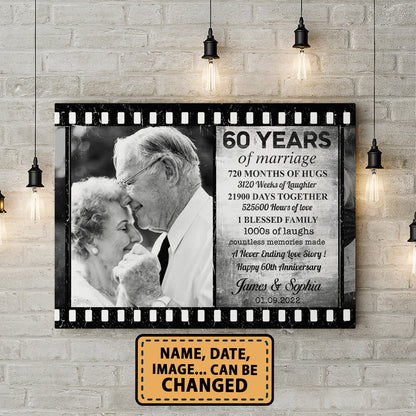 60 Years Of Marriage Film Custom Image Anniversary Canvas Valentine Gifts