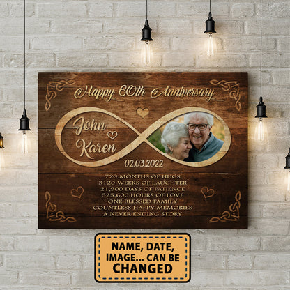 Happy 60th Anniversary Old Television Anniversary Canvas Valentine Gifts