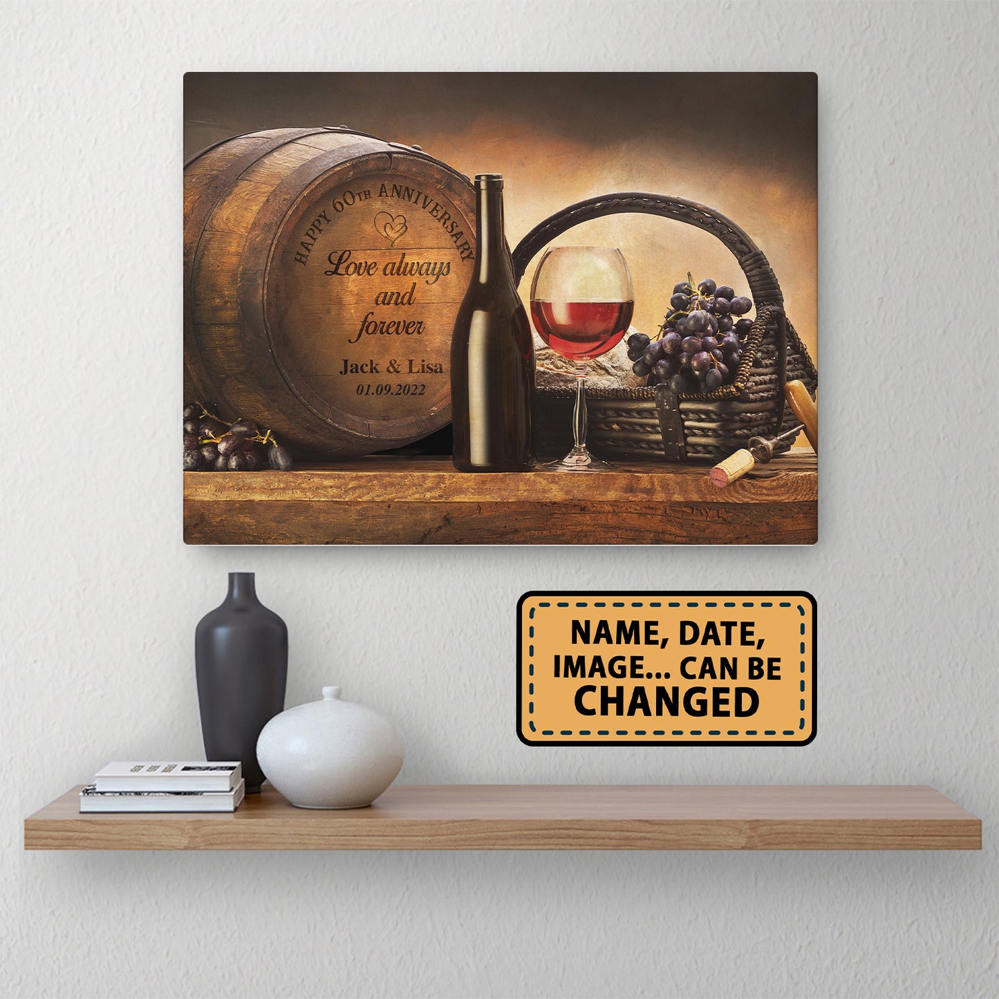 Happy 60th Anniversary Barrel Anniversary Canvas Valentine Gifts